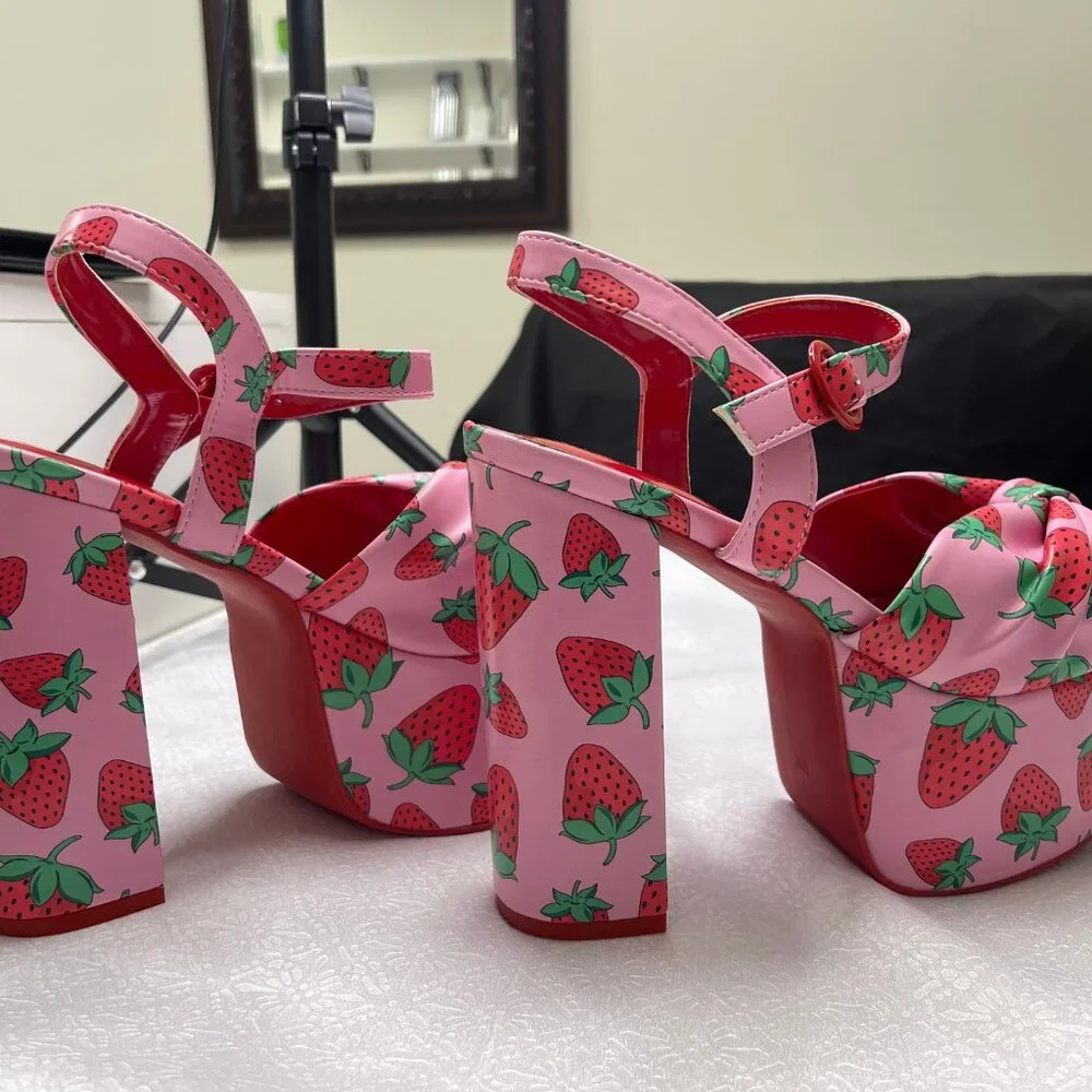 Sugar Thrillz Strawberry Fields Platform Heels - Picture 2 of 6